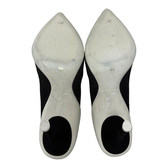 Rare Rene Caovilla Tessa Black Suede Scalloped Edges Pointed Toe Heels Pumps 9 - Picture 9 of 13